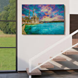 Fırça Darbeleri ile Soyut Yağlıboya Görünüm Dekoratif Kanvas Duvar Tablosu-3760