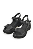 Ziya, Kadın Hakiki Deri Topuklu Sandalet 141992Z68002 Siyah