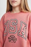 DeFacto Kız Çocuk Oversize Fit Bisiklet Yaka Baskılı Sweatshirt C0571A824SPBR107