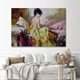 Yalnız Kadın Pastelboya Görünüm Dekoratif Kanvas Duvar Tablosu-3766