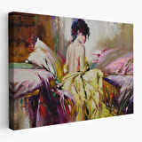 Yalnız Kadın Pastelboya Görünüm Dekoratif Kanvas Duvar Tablosu-3766