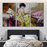 Yalnız Kadın Pastelboya Görünüm Dekoratif Kanvas Duvar Tablosu-3766