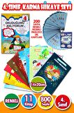 4.SINIF KARMA HİKAYE SETİ VE OKUDUĞUMU ANLIYORUM 11 KİTAP 500 SAYFA-İNGİLİZCE DİL KARTI HEDİYELİ