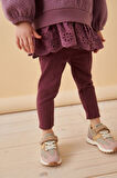 Next Baby Pamuklu Mor Sweatshirt Dantel Detaylı Uzun Kollu Alt Üst Takım