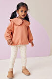 Next Baby Pamuklu Orange Çiçek Desenli Bebe Yaka Sweatshirt Tayt Alt Üst Takım