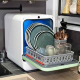 Bob Tezgahüstü Su Bağlantısı Gerektirmeyen Mini Bulaşık Makinesi, Beyaz - Çağla Yeşili