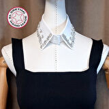 Uretti - Sümeyya 2589 9254 El Yapımı Kadın Beyaz Seyyar Yaka Taşlı Choker Kolye