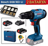 BOSCH Gsb 183 Lİ Çift Bataryalı Darbeli Akülü Vidalama, Bosch 173 Parça Matkap Ucu Seti ve Metre