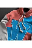 W BASKILI OVERSIZE KAPŞONLU SWEATSHİRT