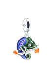 Mavi Yeşil Bukalemun Charm | 925 Ayar Gümüş