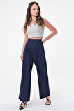 Kadın Lacivert Çift Düğmeli Palazzo Pantolon