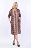 Desenli Cepli Büyük Beden Elbise 37C-2006