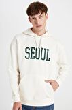 DeFacto Boxy Fit Kapüşonlu Cepli Baskılı Sweatshirt D1780AX24WNER91