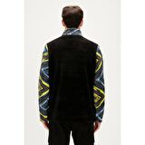 Afro Plush Full-Zip Siyah Erkek Peluş Sweatshirt