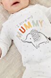 % 100 Pamuklu I Love Mummy Baskılı Tulum
