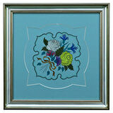 e38 EL İŞÇİLİĞİ TEZHİP ÇİÇEK BUKETİ TABLO 40 x 40 cm - 5967