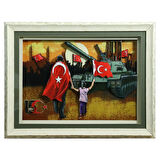 e38 EL İŞÇİLİĞİ TANK VE İNSAN KAĞIT RÖLYEF TABLO 66x86 CM - 6337