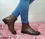 Voyager 8479 Taba Renk Kaymaz Taban Hakiki Deri Kadın Bot