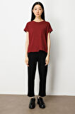 On Kadın Önü Verev Sıfır Yaka Bluz 61584 Bordo