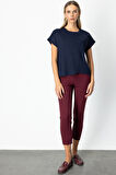On Kadın Önü Verev Sıfır Yaka Bluz 61584 Lacivert