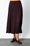On Kadın Kırışık Görünümlü Midi Etek 64209 Bordo