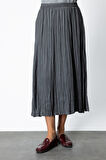 On Kadın Kırışık Görünümlü Midi Etek 64209 Antrasit