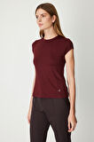On Kadın Sıfır Yaka Ay Kol Basic Bluz 61302 Bordo