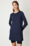 On Kadın Uzun Kollu Basic Tunik 61421 Lacivert