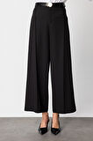 On Kadın Beli Kemerli Bol Paça Pantolon 64133 Siyah