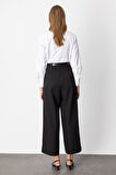 On Kadın Beli Kemerli Bol Paça Pantolon 64133 Siyah