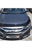 Honda Civic 10 Ön Kaput Koruyucu Rüzgarlığı 4mm Akrilik (ABS) Piano Black 2016 Ve Sonrası