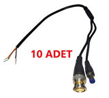 BNC HAZIR KABLO DC POWER JACK ERKEK CCTV KAMERA BNC UÇ HAZIR BNC + POWER KABLO ( ERKEK) 10 ADET