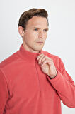 Erkek Mercan Anti-Pilling Tüylenme Yapmayan Standart Fit Dik Yaka Polar Sweatshirt