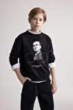 DeFacto Erkek Çocuk Bisiklet Yaka Atatürk Baskılı Sweatshirt D8201A824WNBK81