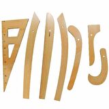 Ahşap Riga Cetvel Seti 7 Parça ( 3 mm )