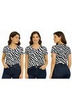 body bisiklet yaka kısa kol viskon örme kumaş body zebra desen