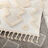 Madu İskandinav Tarz Saçaklı Krem Dokuma Salon ve Oturma Odası Halısı 1184-RO66