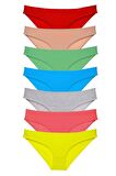 7 adet Süper Eko Set Likralı Kadın Slip Külot Çok Renkli