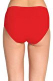 3 Adet Tutku Kadın Yüksek Bel Bato İnce Lastik Külot Kırmızı