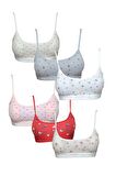 Pedli Ip Askılı Yarım Atlet Desenli Büstiyer 6 Lı Set 1
