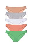 5 adet Süper Eko Set Likralı Kadın Slip Külot Ten Gri Beyaz Pudra Yeşil