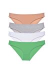 4 adet Süper Eko Set Likralı Kadın Slip Külot Ten Gri Beyaz Yeşil