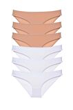 6 adet Süper Eko Set Likralı Kadın Slip Külot Ten Beyaz