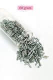 Uzun Boru Kesme Boncuk Çap 2mm Uzunluk 10 mm - 60 Gram - Desenli Gümüş - BNC283