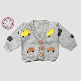 Uretti - gülnur 2184 - El Örgüsü Araba Motifli Erkek Çocuk Hırka 3 Yaş