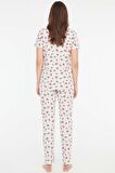 Mod Collection Kadın Çilek Desenli Boydan Patlı Pijama Takımı Gri