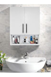 TEKNOR Çok Amaçlı Banyo Dolabı, Ecza Dolabı, 2 Kapaklı Dolap, Hol, Banyo, Ofis, Beyaz.