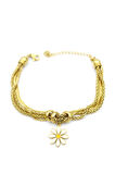 Çoklu Zincirli Papatya Bileklik - Altın