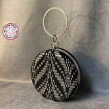 Uretti - Zekiye 2776 - El Yapımı Tel Kırma Yuvarlak Model Siyah Abiye Çanta - 15 x 15 cm