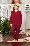 Aydoğan Kadın inci Büyük Beden Kiraz Kırmızı Pijama Takımı 0496